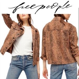Free people snakeskin trucker jacket small button up western cowgirl rodeo